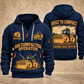 816 Landfill Compactor Operator quarter zip hoodie in Navy, front and back views, sample YOUR NAME and SINCE 2000 artwork