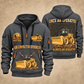 826 Landfill Compactor Operator quarter zip hoodie in Gray, front and back views, sample YOUR NAME and SINCE 2000 artwork