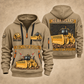 826 Landfill Compactor Operator quarter zip hoodie in Khaki, front and back views, sample YOUR NAME and SINCE 2000 artwork
