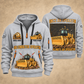 826 Landfill Compactor Operator quarter zip hoodie in Light Grey, front and back views, sample YOUR NAME and SINCE 2000 artwork