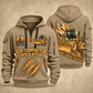 836 Landfill Compactor Operator quarter zip hoodie in Khaki, front and back views, sample YOUR NAME and SINCE 2000 artwork