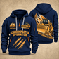 836 Landfill Compactor Operator quarter zip hoodie in Navy, front and back views, sample YOUR NAME and SINCE 2000 artwork