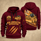 836 Landfill Compactor Operator quarter zip hoodie in Wine Red, front and back views, sample YOUR NAME and SINCE 2000 artwork