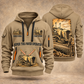 SUPER 700i Asphalt Paver Operator quarter zip hoodie in Khaki, front and back views, sample YOUR NAME and SINCE 2000 artwork