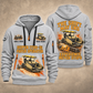 SUPER 1700-3i Asphalt Paver Operator quarter zip hoodie in Light Grey, front and back views, sample YOUR NAME and SINCE 2000 artwork