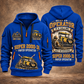 SUPER 2000-3i Asphalt Paver Operator quarter zip hoodie in Blue, front and back views, sample YOUR NAME and SINCE 2000 artwork