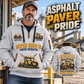 SUPER 2000-3i Asphalt Paver Operator quarter zip hoodie in Light Grey, adult lifestyle portrait showing front and back artwork