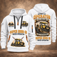 SUPER 2000-3i Asphalt Paver Operator quarter zip hoodie in White, front and back views, sample YOUR NAME and SINCE 2000 artwork