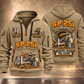 SP 25i Concrete Slipform Paver Operator quarter zip hoodie in Khaki, front and back views, sample YOUR NAME and SINCE 2000 artwork
