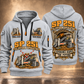 SP 25i Concrete Slipform Paver Operator quarter zip hoodie in Light Grey, front and back views, sample YOUR NAME and SINCE 2000 artwork