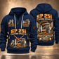 SP 25i Concrete Slipform Paver Operator quarter zip hoodie in Navy, front and back views, sample YOUR NAME and SINCE 2000 artwork