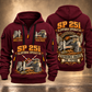 SP 25i Concrete Slipform Paver Operator quarter zip hoodie in Wine Red, front and back views, sample YOUR NAME and SINCE 2000 artwork