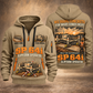 SP 64i Concrete Slipform Paver Operator quarter zip hoodie in Khaki, front and back views, sample YOUR NAME and SINCE 2000 artwork