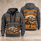 SP 94i Concrete Slipform Paver Operator quarter zip hoodie in Gray, front and back views, sample YOUR NAME and SINCE 2000 artwork