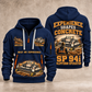 SP 94i Concrete Slipform Paver Operator quarter zip hoodie in Navy, front and back views, sample YOUR NAME and SINCE 2000 artwork