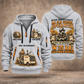 W 35 XRi Cold Planer Operator quarter zip hoodie in Light Grey, front and back views, sample YOUR NAME and SINCE 2000 artwork