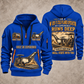 W 120 Fi Cold Planer Operator quarter zip hoodie in Blue, front and back views, sample YOUR NAME and SINCE 2000 artwork