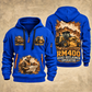 RM400 Road Reclaimer Operator quarter zip hoodie in Blue, front and back views, sample YOUR NAME and SINCE 2000 artwork