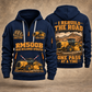RM500B Road Reclaimer Operator quarter zip hoodie in Navy, front and back views, sample YOUR NAME and SINCE 2000 artwork