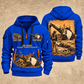 SB-2500 Material Transfer Vehicle Operator quarter zip hoodie in Blue, front and back views, sample YOUR NAME and SINCE 2000 artwork