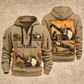 SB-2500 Material Transfer Vehicle Operator quarter zip hoodie in Khaki, front and back views, sample YOUR NAME and SINCE 2000 artwork