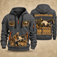 SB-3000 Material Transfer Vehicle Operator quarter zip hoodie in Gray, front and back views, sample YOUR NAME and SINCE 2000 artwork