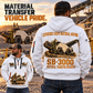 SB-3000 Material Transfer Vehicle Operator quarter zip hoodie in White, adult lifestyle portrait showing front and back artwork
