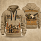 SB-3000 Material Transfer Vehicle Operator quarter zip hoodie in Khaki, front and back views, sample YOUR NAME and SINCE 2000 artwork