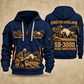 SB-3000 Material Transfer Vehicle Operator quarter zip hoodie in Navy, front and back views, sample YOUR NAME and SINCE 2000 artwork