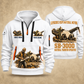 SB-3000 Material Transfer Vehicle Operator quarter zip hoodie in White, front and back views, sample YOUR NAME and SINCE 2000 artwork
