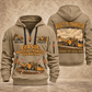 E2850C Material Transfer Vehicle Operator quarter zip hoodie in Khaki, front and back views, sample YOUR NAME and SINCE 2000 artwork