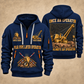 PL61 Pipelayer Operator quarter zip hoodie in Navy, front and back views, sample YOUR NAME and SINCE 2000 artwork