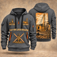 PL87 Pipelayer Operator quarter zip hoodie in Gray, front and back views, sample YOUR NAME and SINCE 2000 artwork