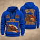 RT45 Trencher Operator quarter zip hoodie in Blue, front and back views, sample YOUR NAME and SINCE 2000 artwork