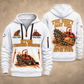 RT45 Trencher Operator quarter zip hoodie in White, front and back views, sample YOUR NAME and SINCE 2000 artwork