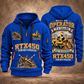 RTX450 Trencher Operator quarter zip hoodie in Blue, front and back views, sample YOUR NAME and SINCE 2000 artwork