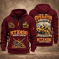 RTX450 Trencher Operator quarter zip hoodie in Wine Red, front and back views, sample YOUR NAME and SINCE 2000 artwork