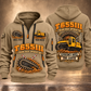 T655III Trencher Operator quarter zip hoodie in Khaki, front and back views, sample YOUR NAME and SINCE 2000 artwork