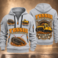 T655III Trencher Operator quarter zip hoodie in Light Grey, front and back views, sample YOUR NAME and SINCE 2000 artwork