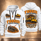 T655III Trencher Operator quarter zip hoodie in White, front and back views, sample YOUR NAME and SINCE 2000 artwork