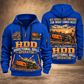 Ditch Witch JT20 HDD Directional Drill quarter zip hoodie in Blue, front and back views, sample YOUR NAME and SINCE 2000 artwork