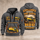 Vermeer D24x40 S3 HDD Directional Drill quarter zip hoodie in Gray, front and back views, sample YOUR NAME and SINCE 2000 artwork