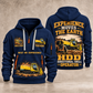 Vermeer D24x40 S3 HDD Directional Drill quarter zip hoodie in Navy, front and back views, sample YOUR NAME and SINCE 2000 artwork