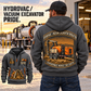 Ditch Witch HX30 Trailer Vacuum Excavator quarter zip hoodie in Gray, adult lifestyle portrait showing front and back artwork