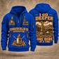 Bauer BG 28 H BT 85 Foundation Drilling Rig quarter zip hoodie in Blue, front and back views, sample YOUR NAME and SINCE 2000 artwork