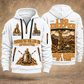 Bauer BG 28 H BT 85 Foundation Drilling Rig quarter zip hoodie in White, front and back views, sample YOUR NAME and SINCE 2000 artwork