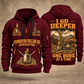 Bauer BG 28 H BT 85 Foundation Drilling Rig quarter zip hoodie in Wine Red, front and back views, sample YOUR NAME and SINCE 2000 artwork