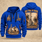 Liebherr LB 28 Foundation Drilling Rig quarter zip hoodie in Blue, front and back views, sample YOUR NAME and SINCE 2000 artwork