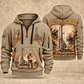 Liebherr LB 28 Foundation Drilling Rig quarter zip hoodie in Khaki, front and back views, sample YOUR NAME and SINCE 2000 artwork