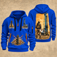 Soilmec SR-30 Eagle Foundation Drilling Rig quarter zip hoodie in Blue, front and back views, sample YOUR NAME and SINCE 2000 artwork
